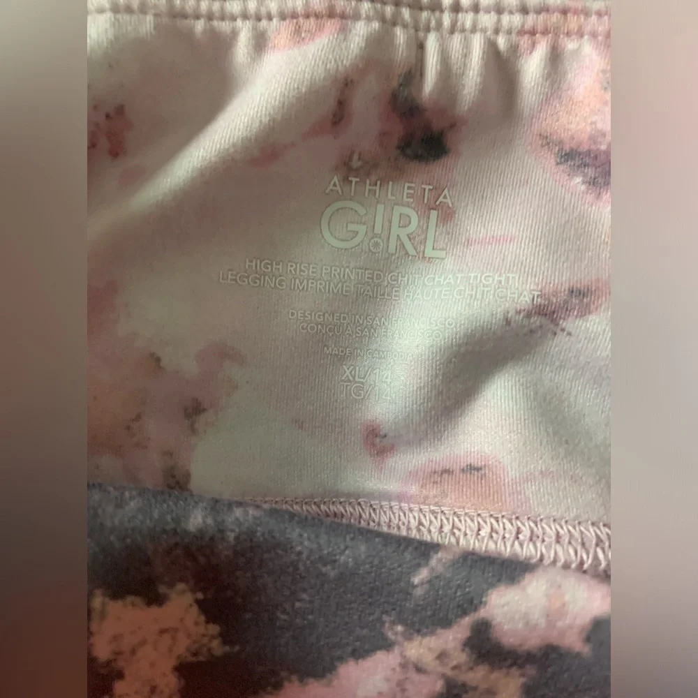 Athleta High Rise Chit Chat Tight Leggings Pink Tie-Dye Size 14 Extra Large
